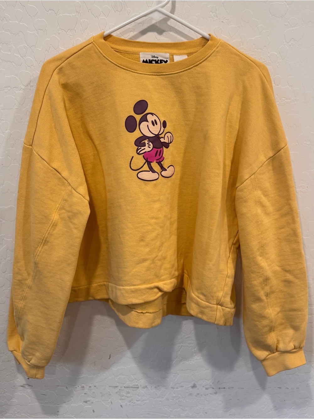 Disney Mickey Mouse Yellow Crewneck Sweatshirt Womens Medium Cozy Loungewear